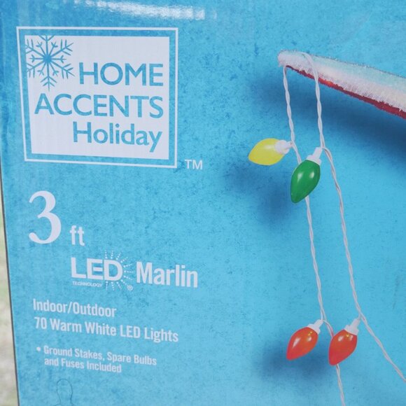 36in MARLIN Tinsel Longfin Saury LED Christmas Light Yard Sculpture 3 Ft Fishing - Picture 8 of 11